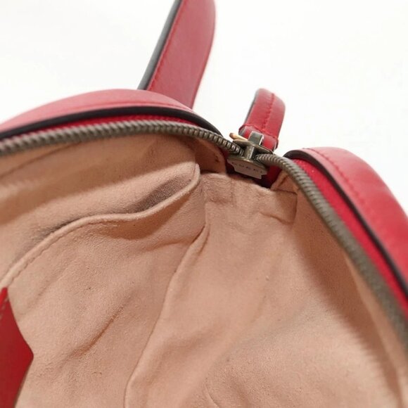 GUCCI GG Marmont Waist Bag Leather Red Gold 476434 Auth 146076V - Picture 11 of 16
